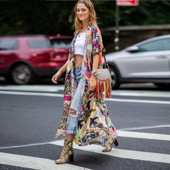 NWT Boho Beautiful Summer Kimono Tribal Duster, OS - Picture 2 of 6